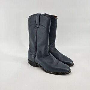 ACME Womens Size 6 M Gray‎ Blue Leather Roper Cowboy Western Boots